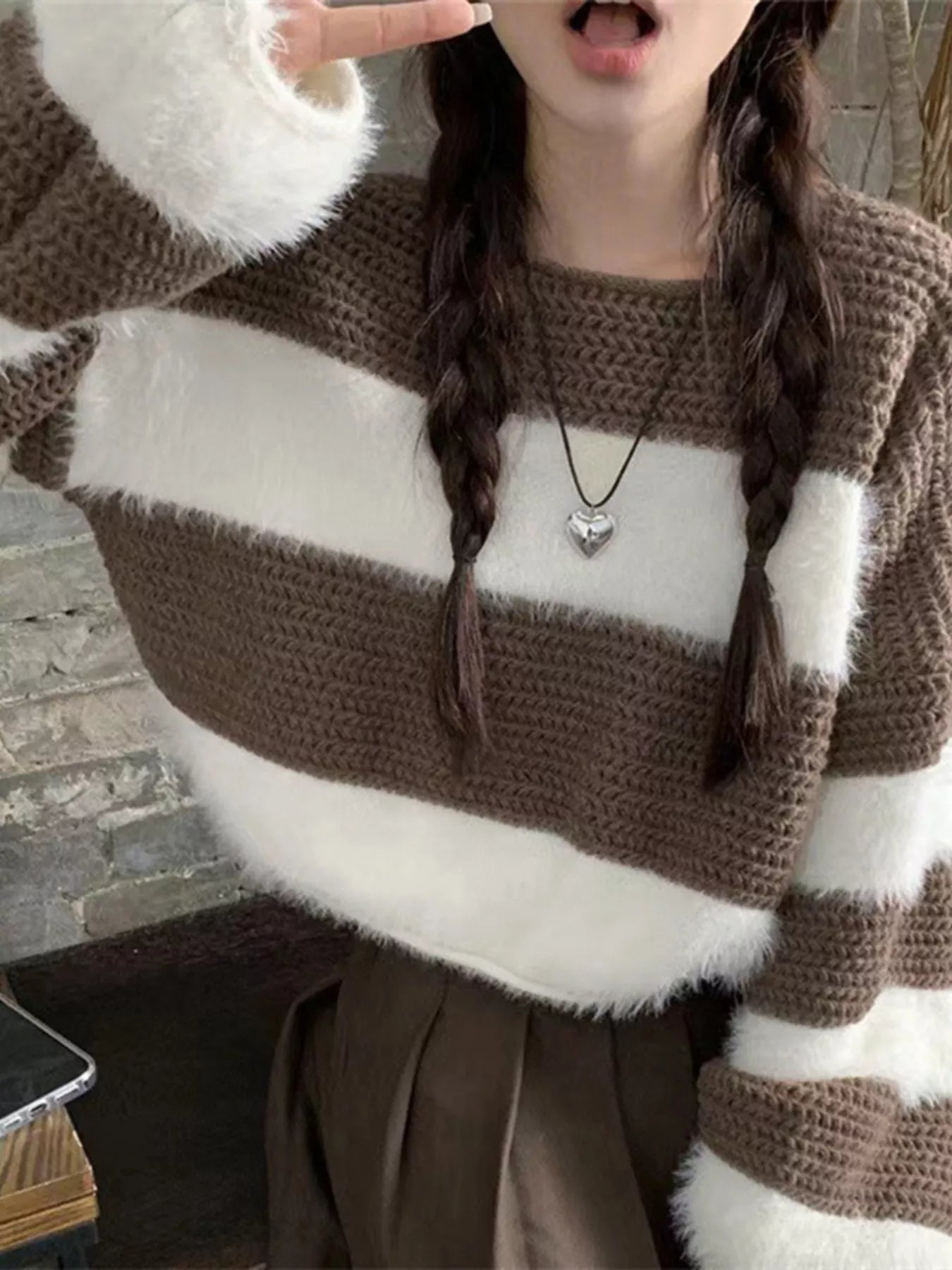 Color Block Dropped Shoulder Sweater