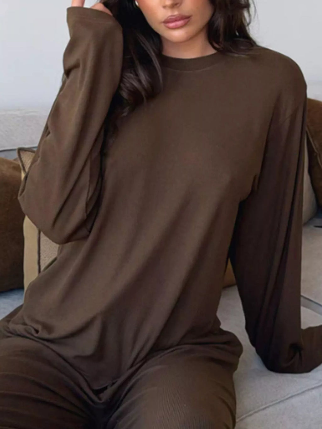 Relaxed Fit Long Sleeve Top and Pants Set