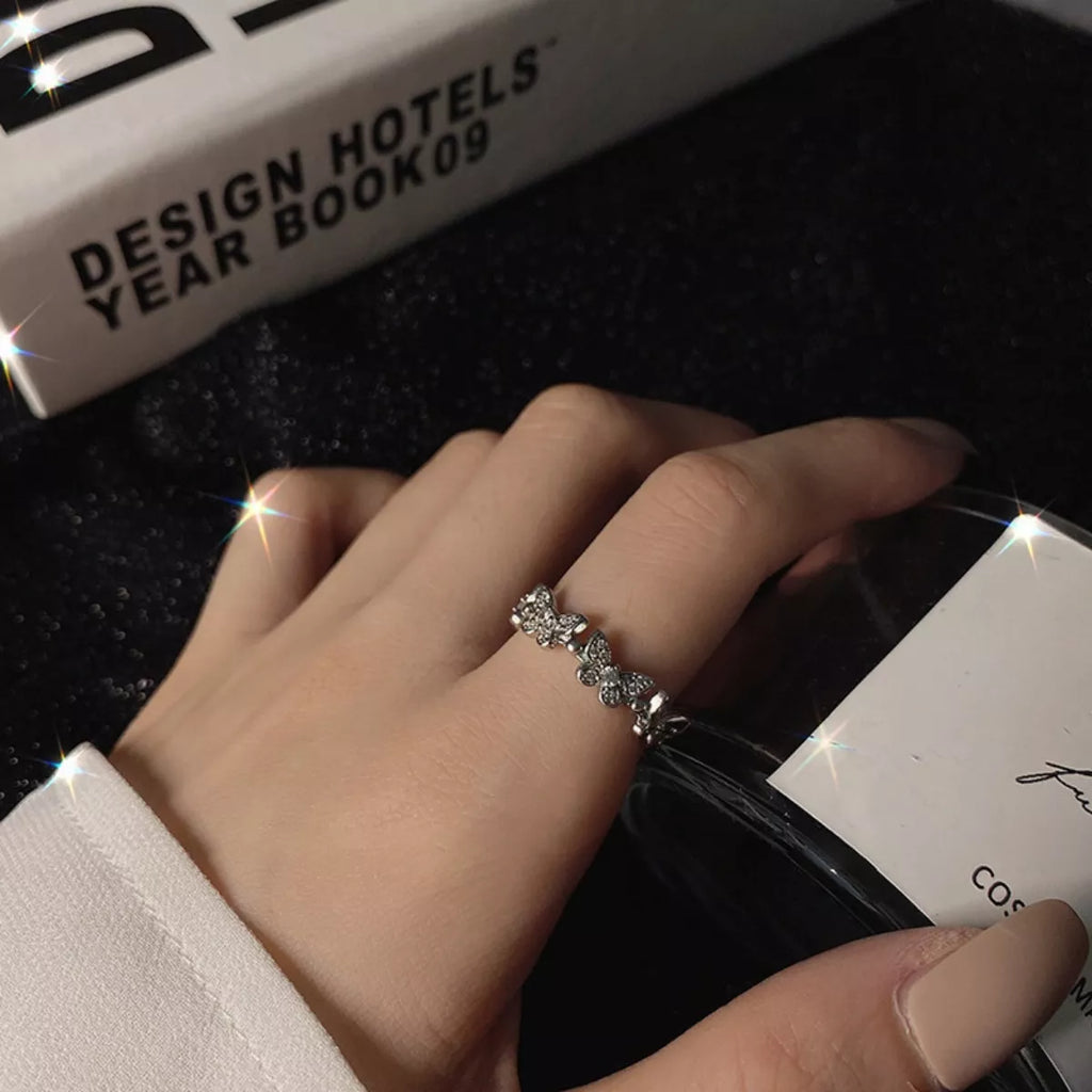 925 Sterling Silver Butterfly Open Ring