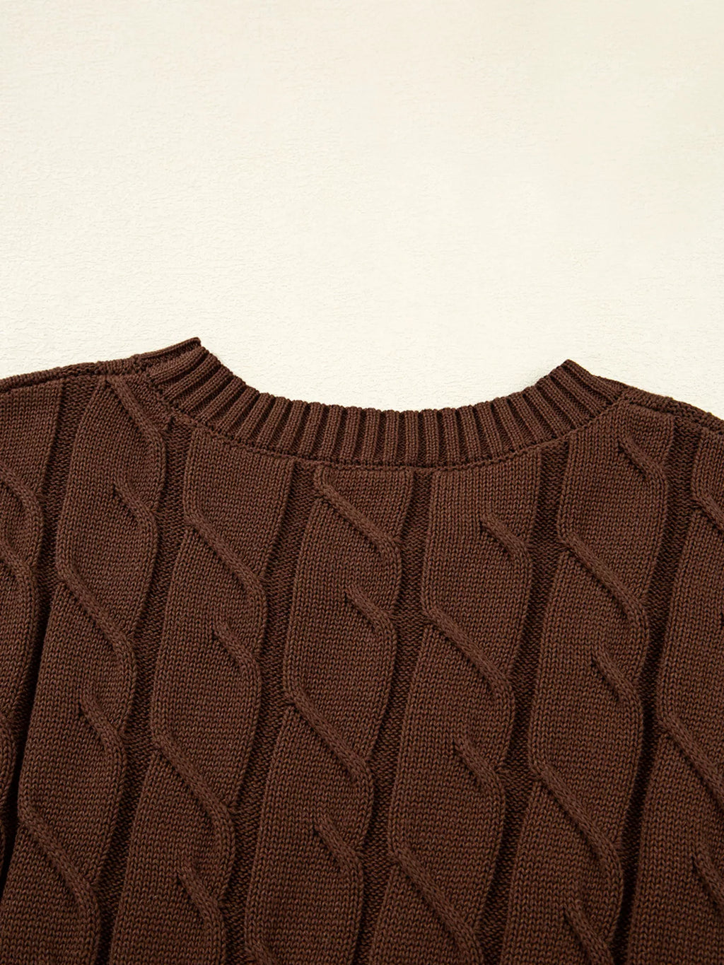 Cable Texture Crew Neck Short Sleeve Sweater Top