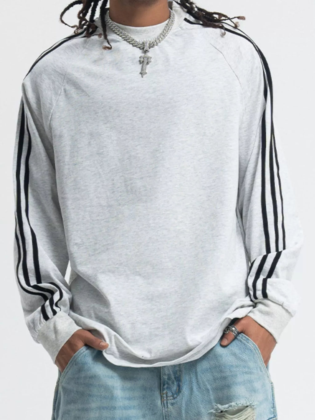Men's Striped Round Neck Long Sleeve T-Shirt