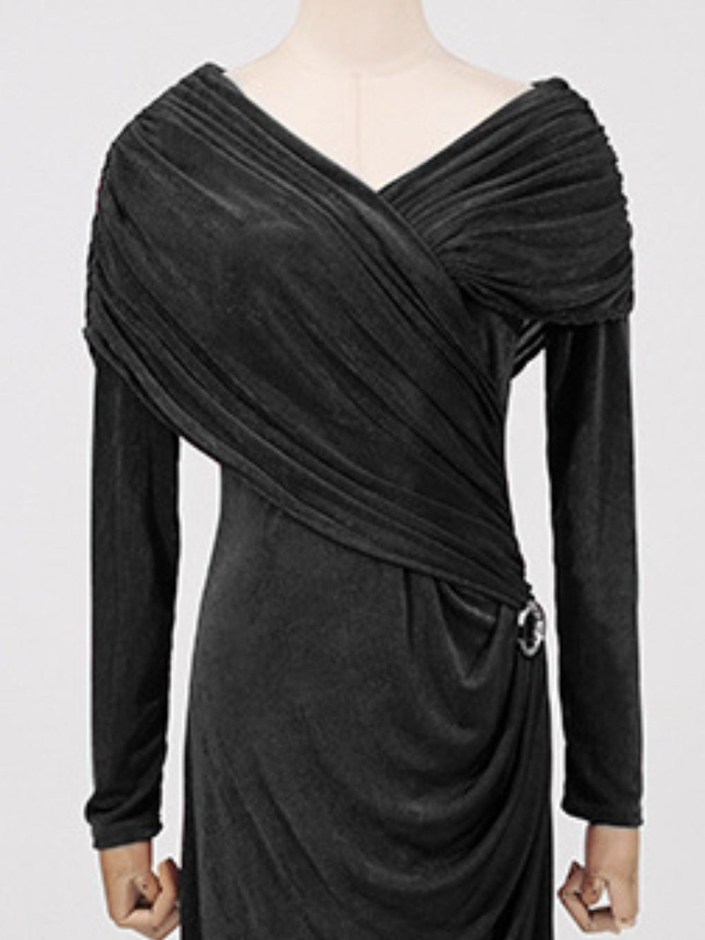 Ruched Draped Long Sleeve Maxi Dress