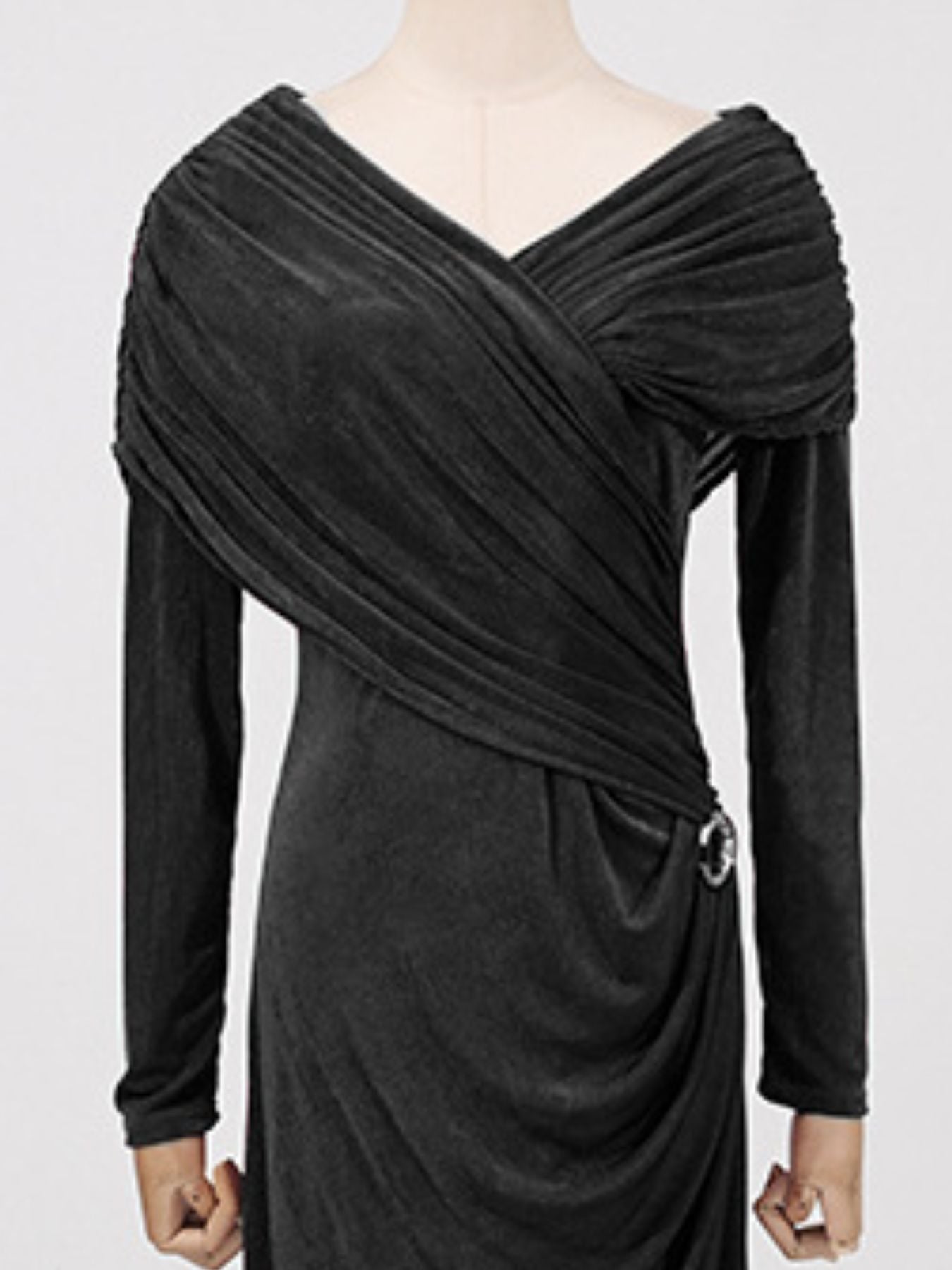 Ruched Draped Long Sleeve Maxi Dress
