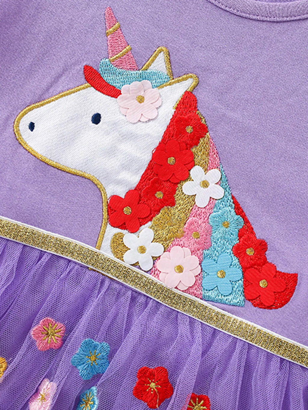 Children's Unicorn Embroidered Tulle Dress