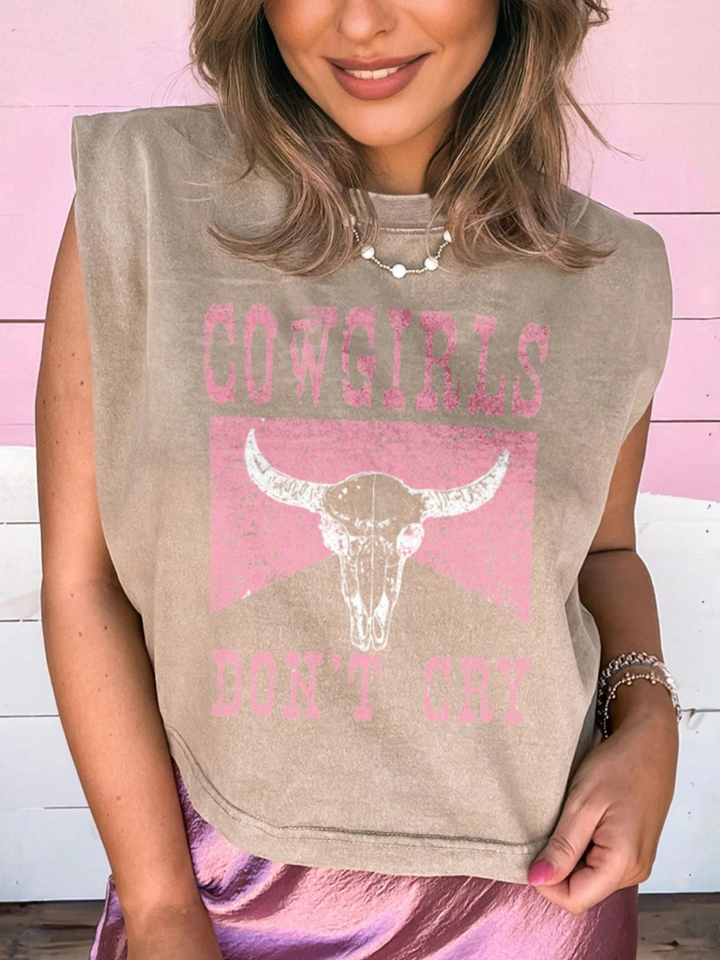 Cowboy & Beer Western Graphic Mineral Wash Tank Top