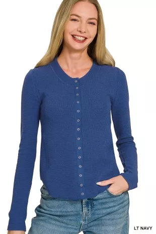 Zenana Double Knit Snap Button Shirts