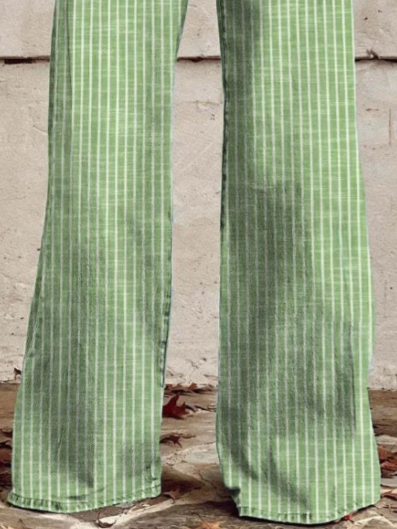 Striped High-Waisted Wide Leg Jeans