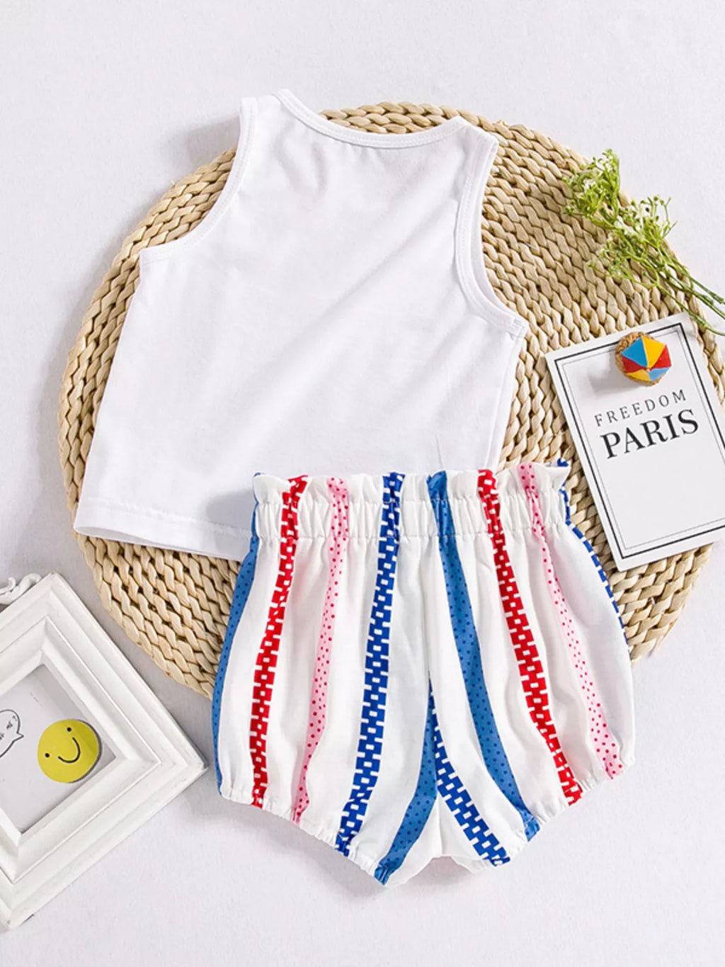 Children's Patriotic USA Floral Tank and Shorts Set
