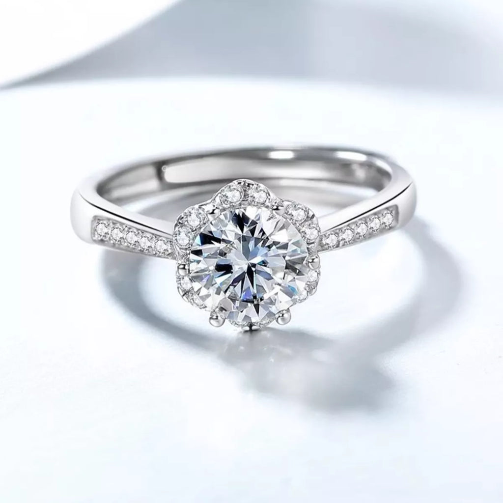 1 Carat Moissanite 925 Sterling Silver Ring