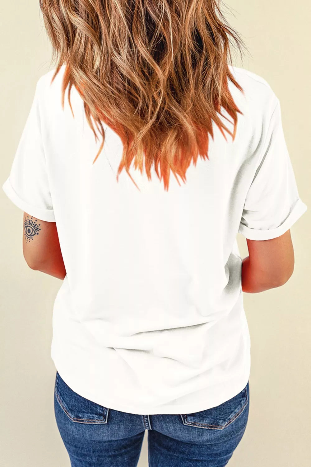 USA Lettering Bow Embroidered T Shirt