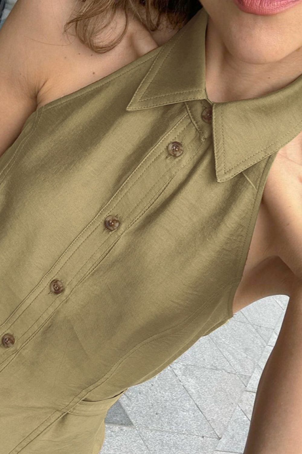 Button-Down Sleeveless Top