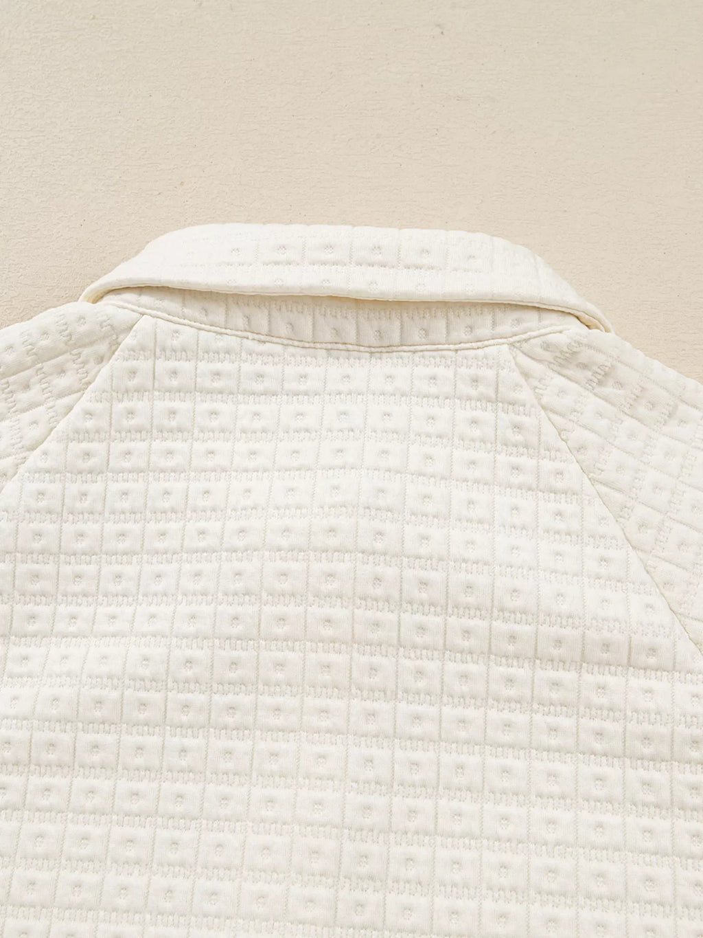 Textured Half Button Collared Sweatshirt
