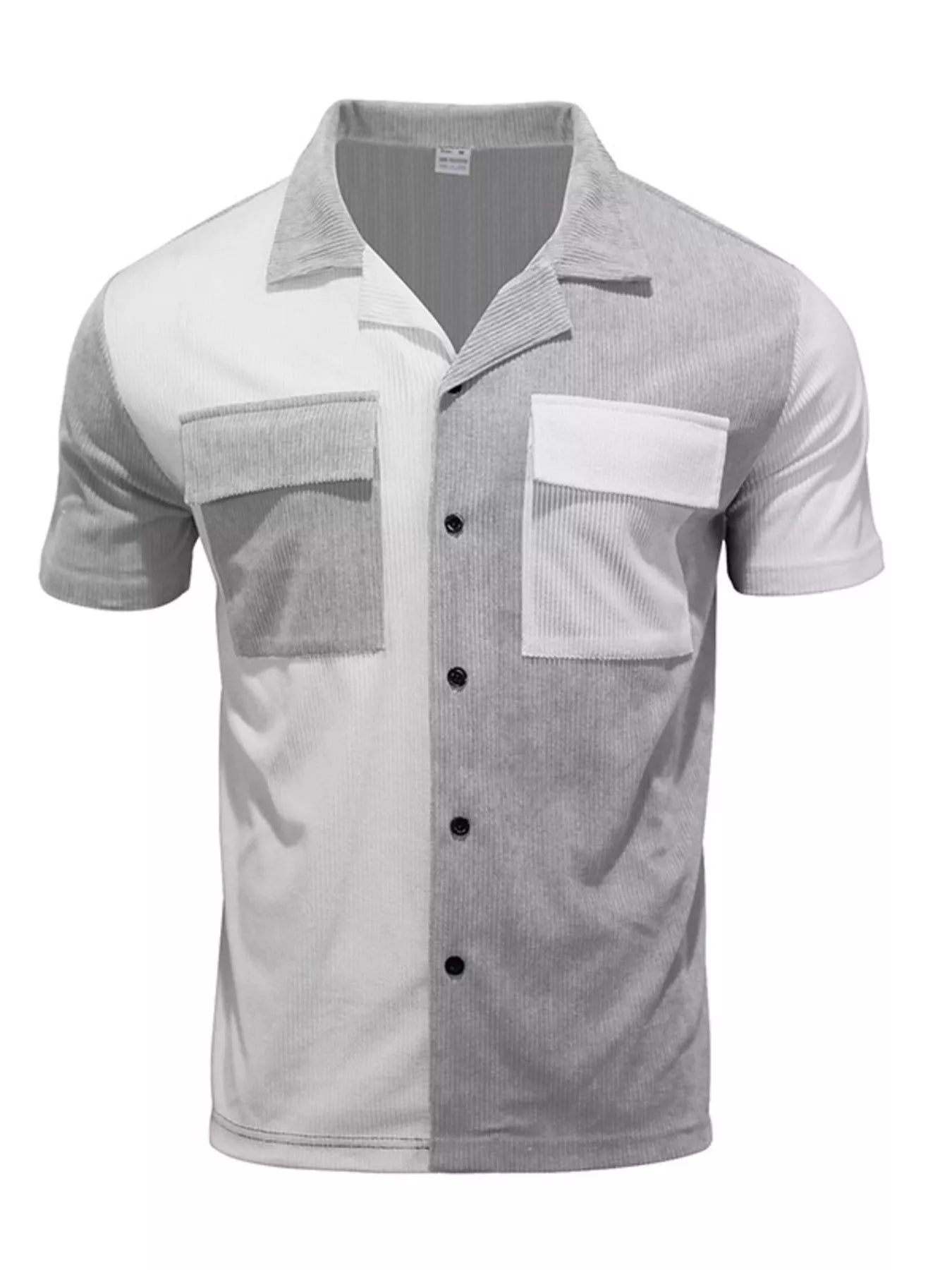 Men's Full Size Two-Tone Textured Short Sleeve Shirt Plus Size