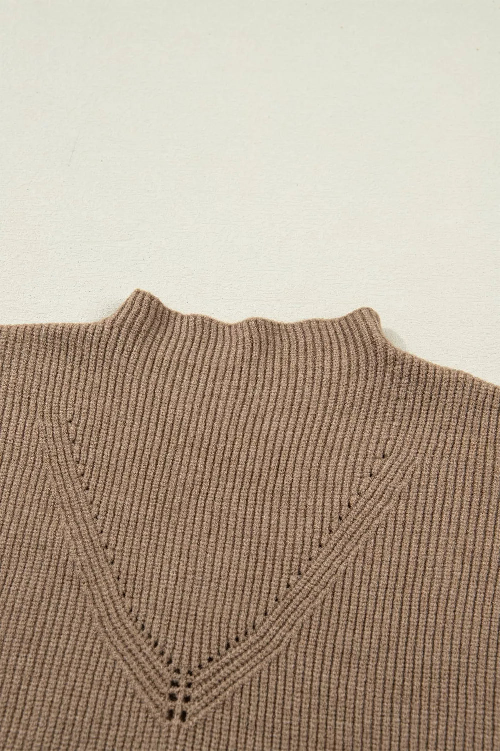 Solid Color Ribbed Knit Mock Neck Loose Sweater Vest