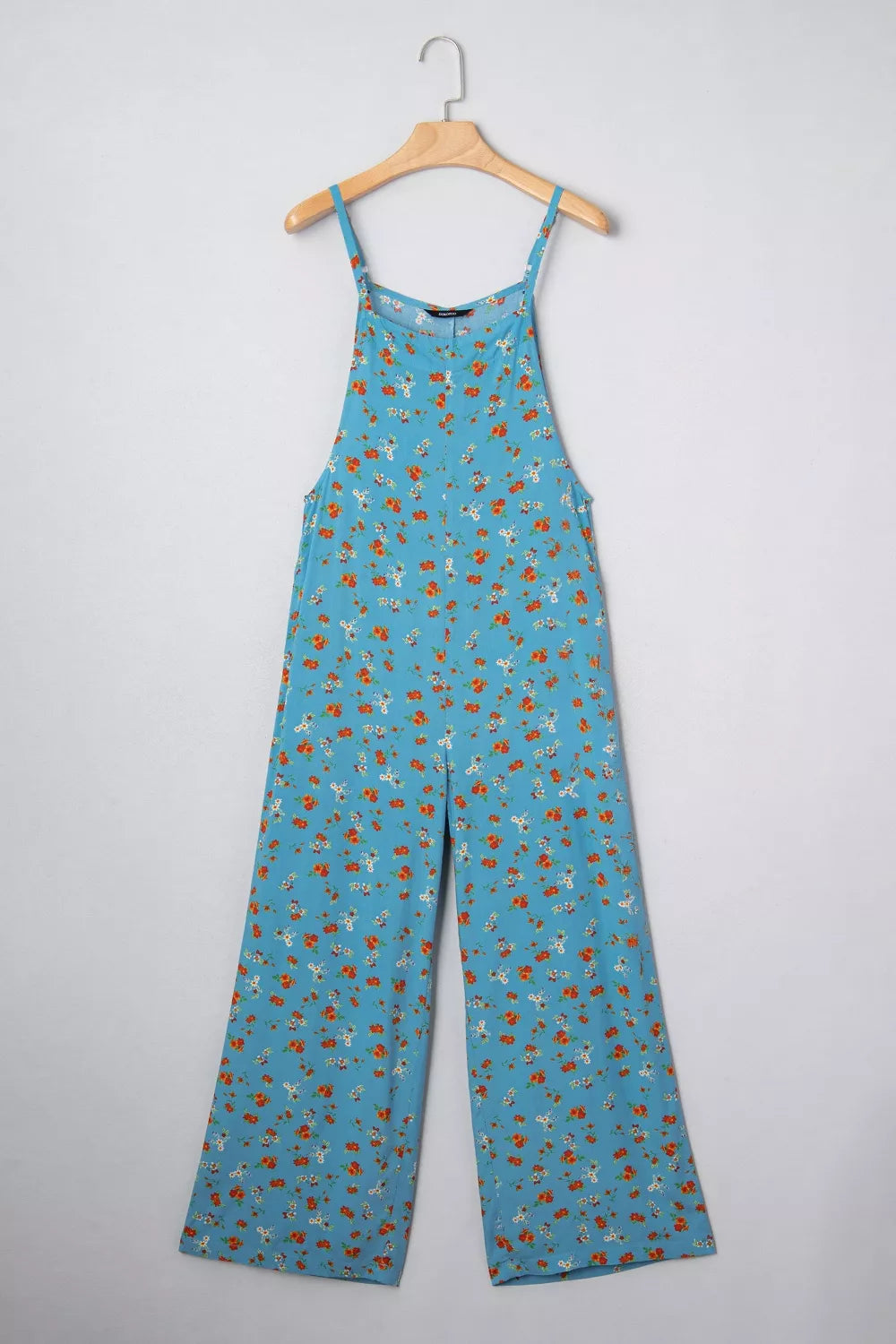 Floral Print Spaghetti Straps Loose Pocketed Jumpsuit