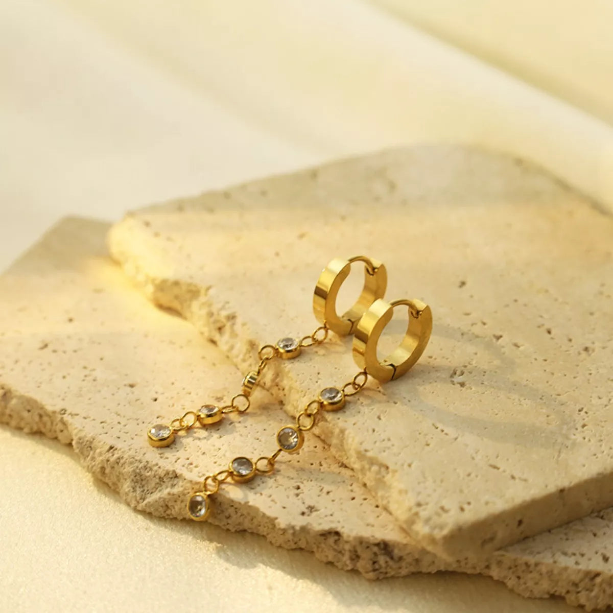 18K Gold-Plated Hoop Drop Earrings