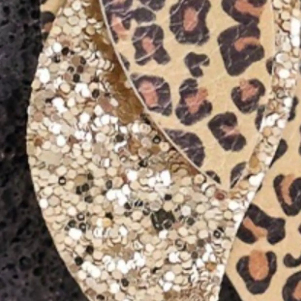 Leopard Print Leather Leaf Drop Earrings