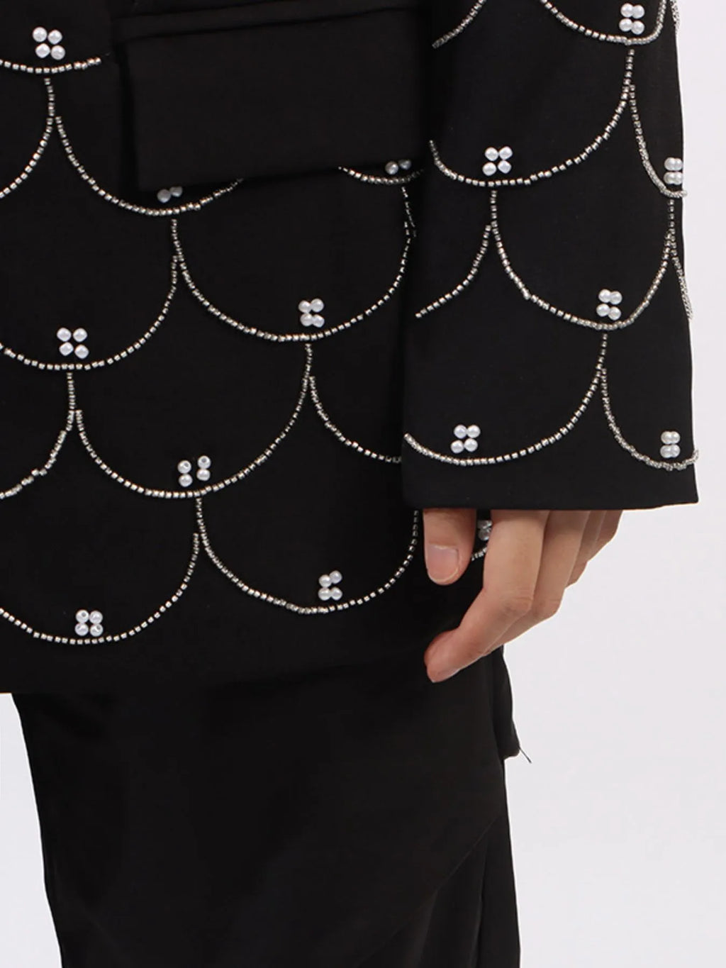 Pearl Detail Long Sleeve Blazer