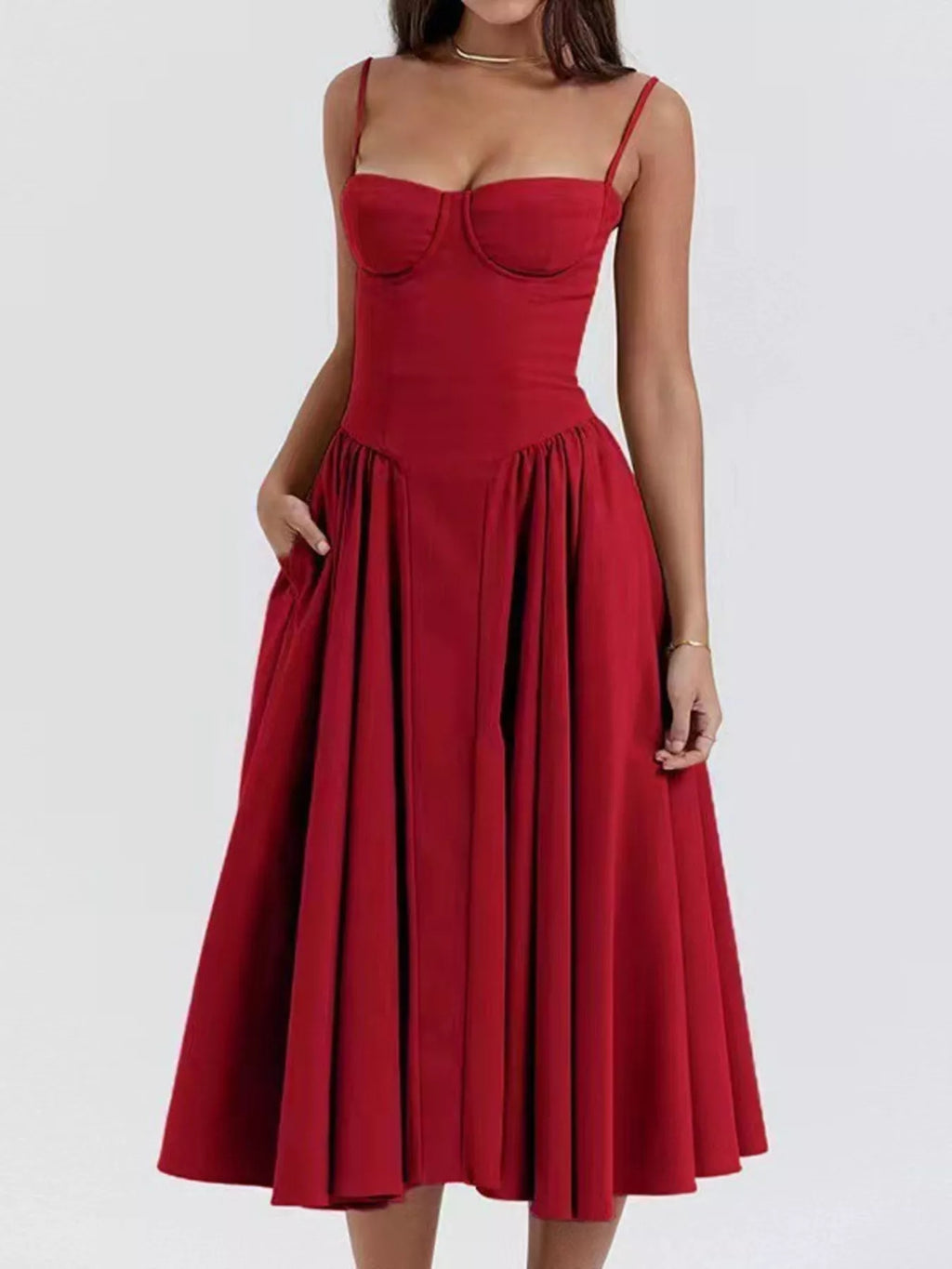Sweetheart Neck Midi Cami Dress