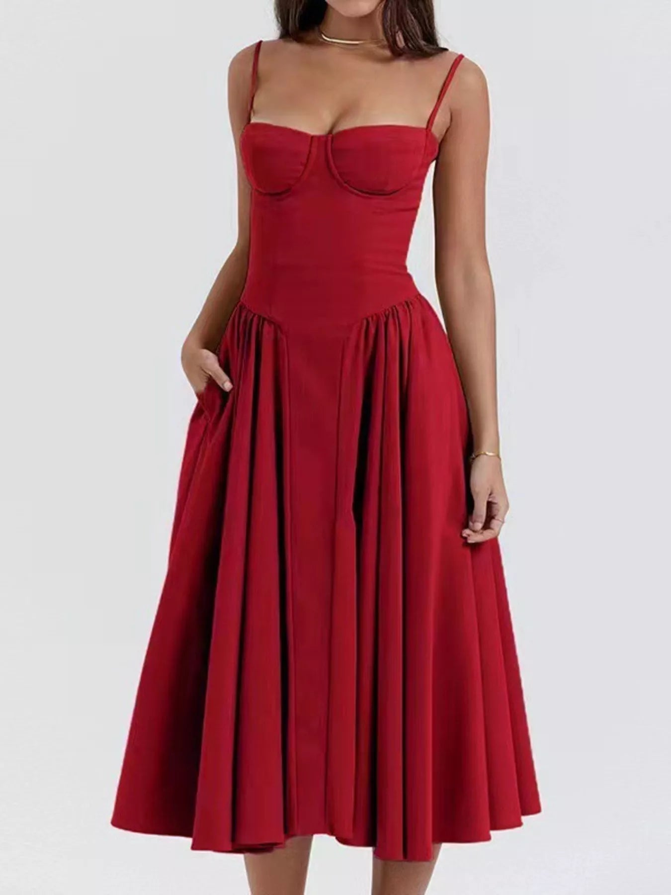 Sweetheart Neck Midi Cami Dress