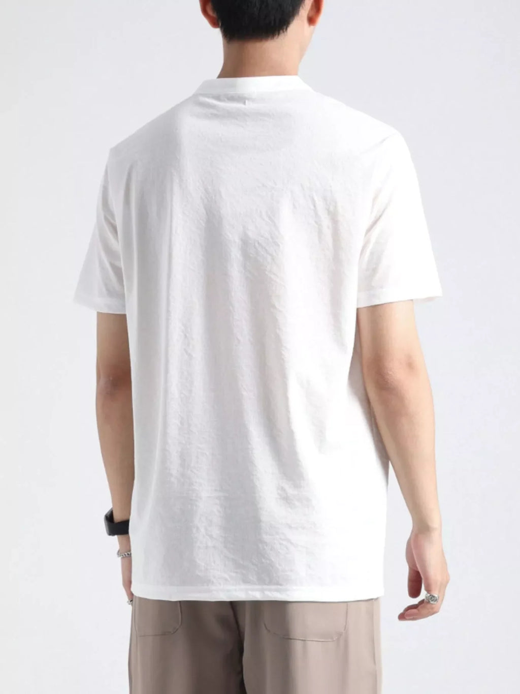 Men's Plus Size Button Detail Short Sleeve Top