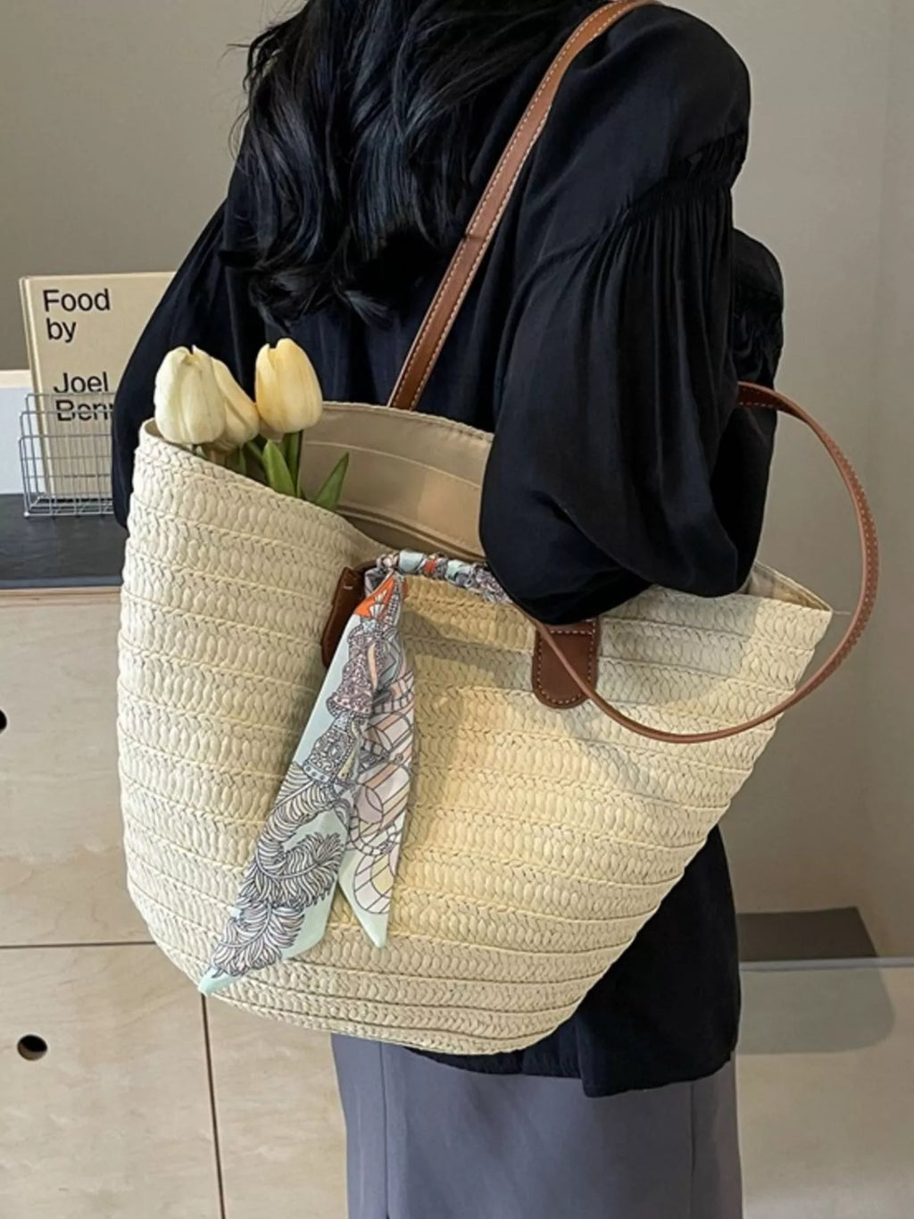 Woven Straw Shoulder Bag