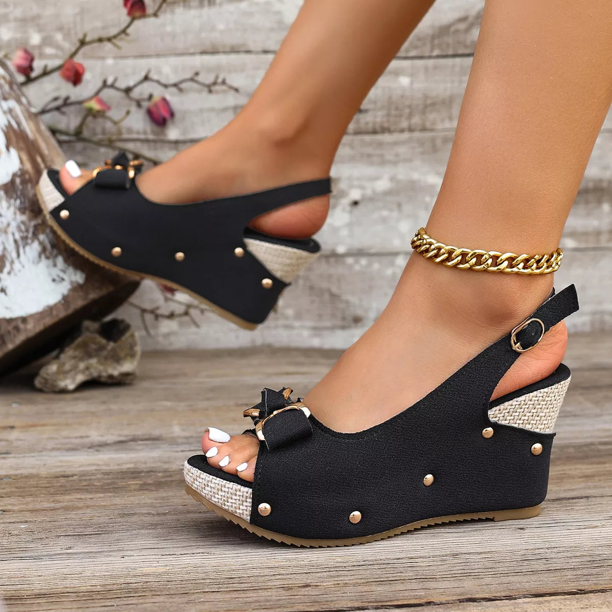 Peep Toe Wedge Sandals
