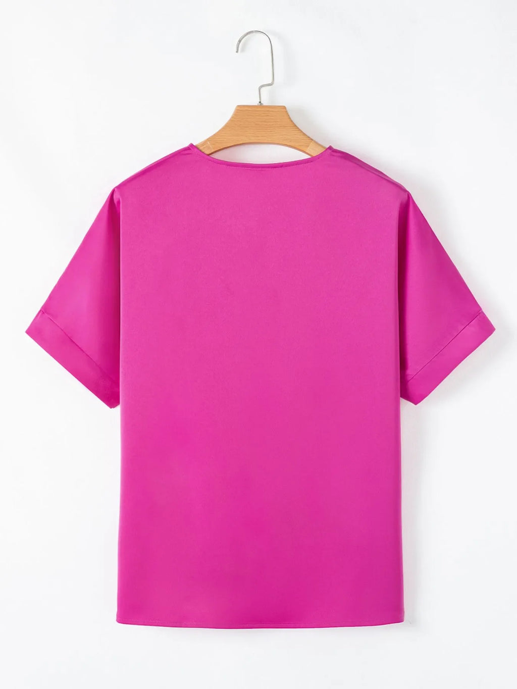 Silky V Neck Dolman Sleeve Blouse