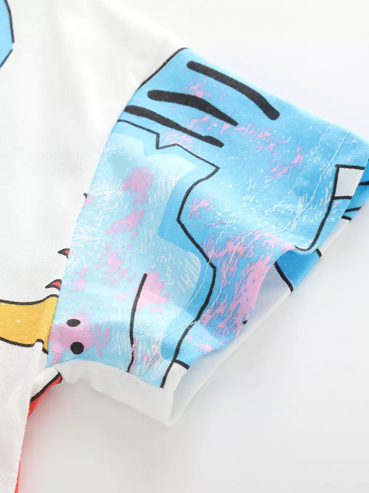 Children's Dinosaur Print Round Neck T-Shirt