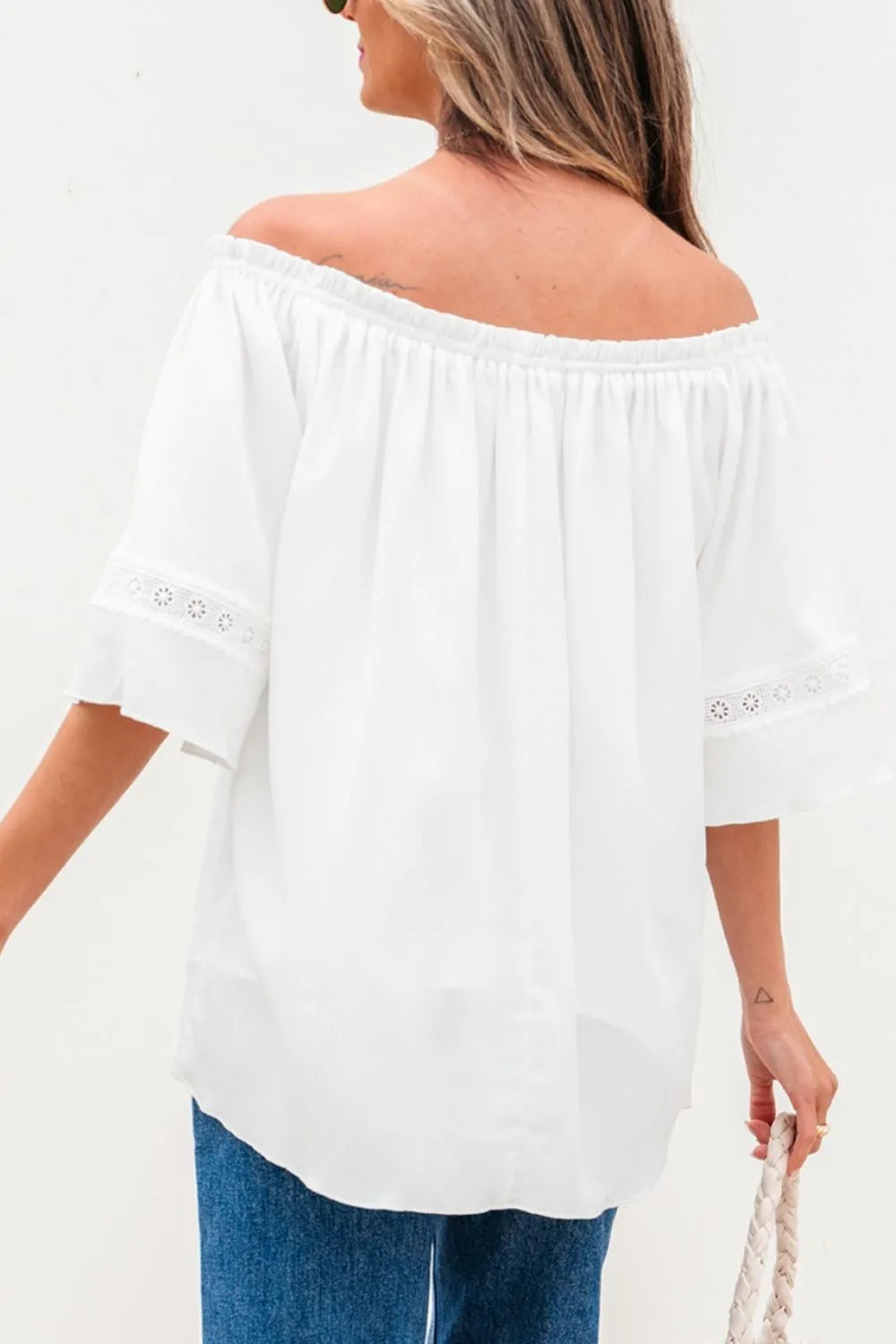 Lace Detail Off-Shoulder Blouse