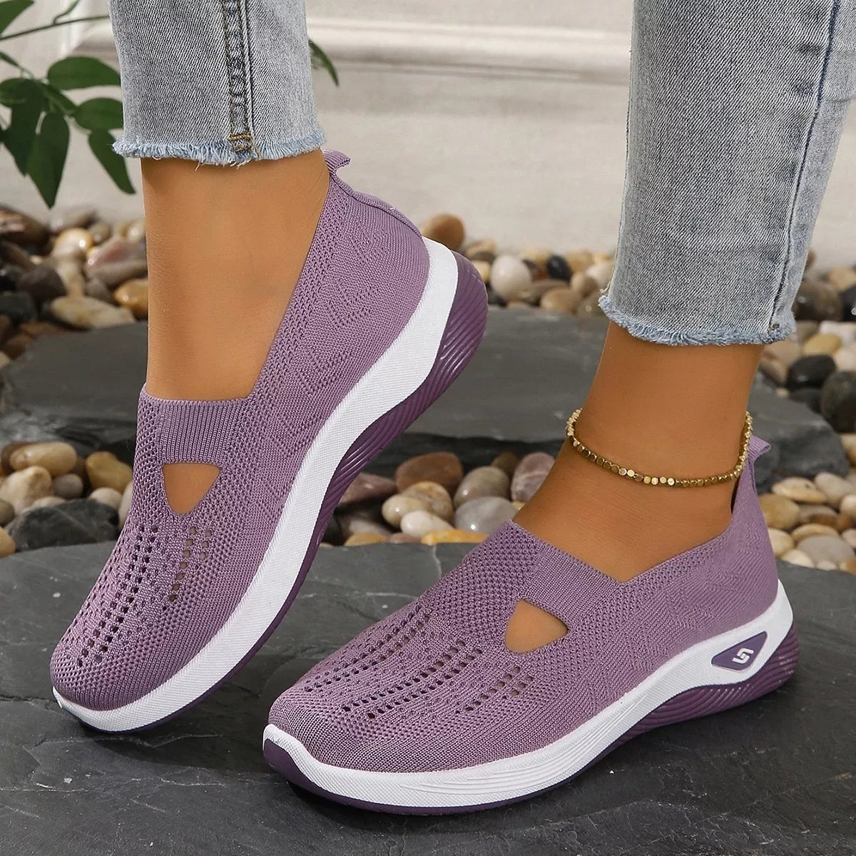 Round Toe Mesh Slip-Ons