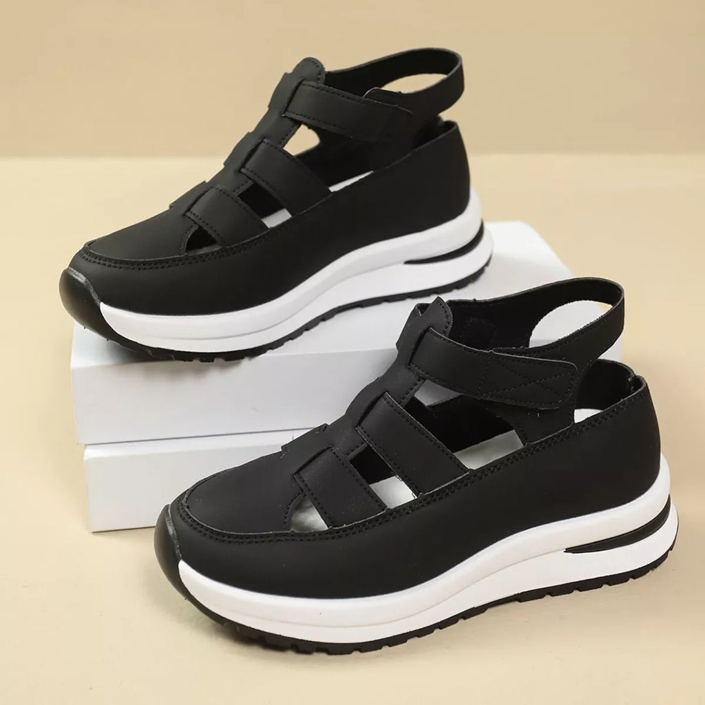 Cutout Round Toe Platform Sandals