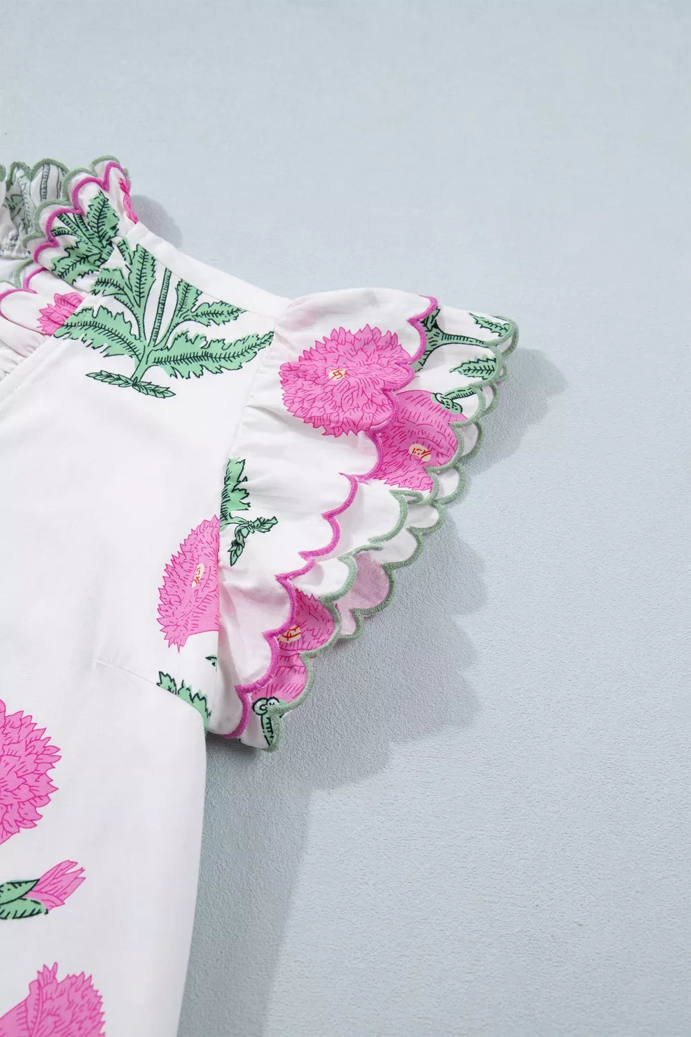 Floral Print Ruffle Trim Casual Mini Dress