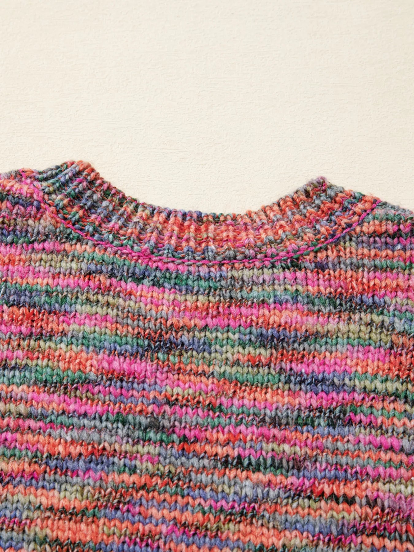 Space Dye Yarn Crew Neck Sweater