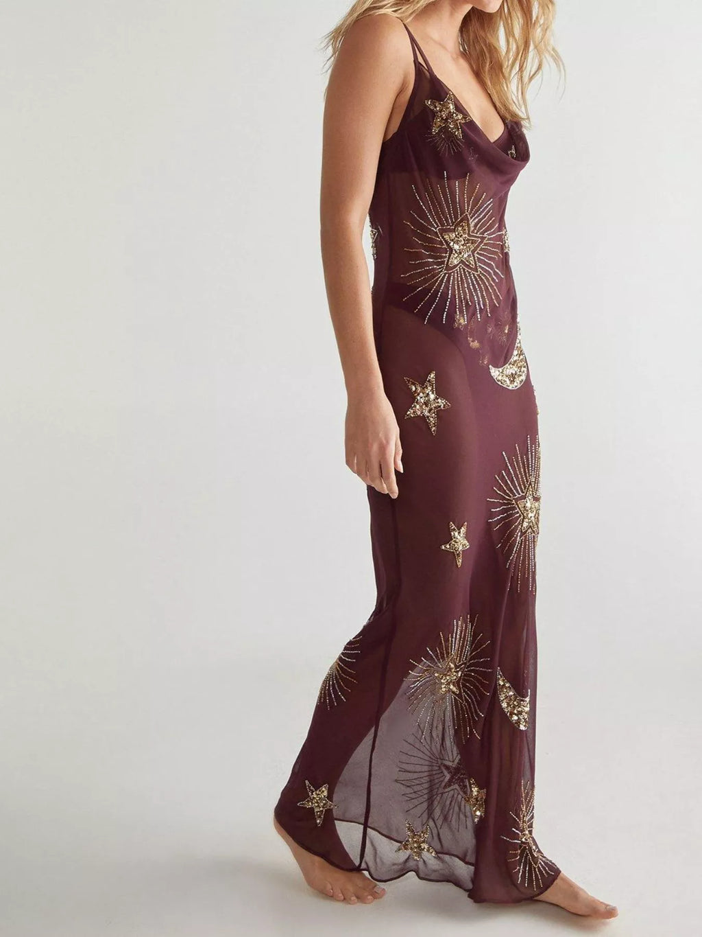 Sequin Backless Maxi Cover Up Dress