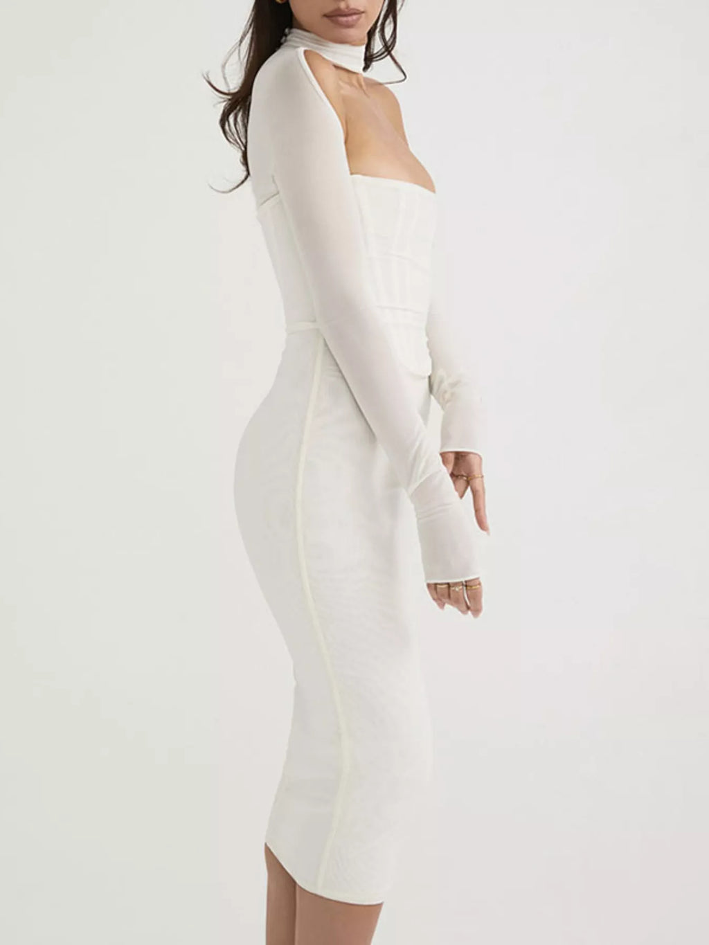 Cutout Front Long Sleeve Dress