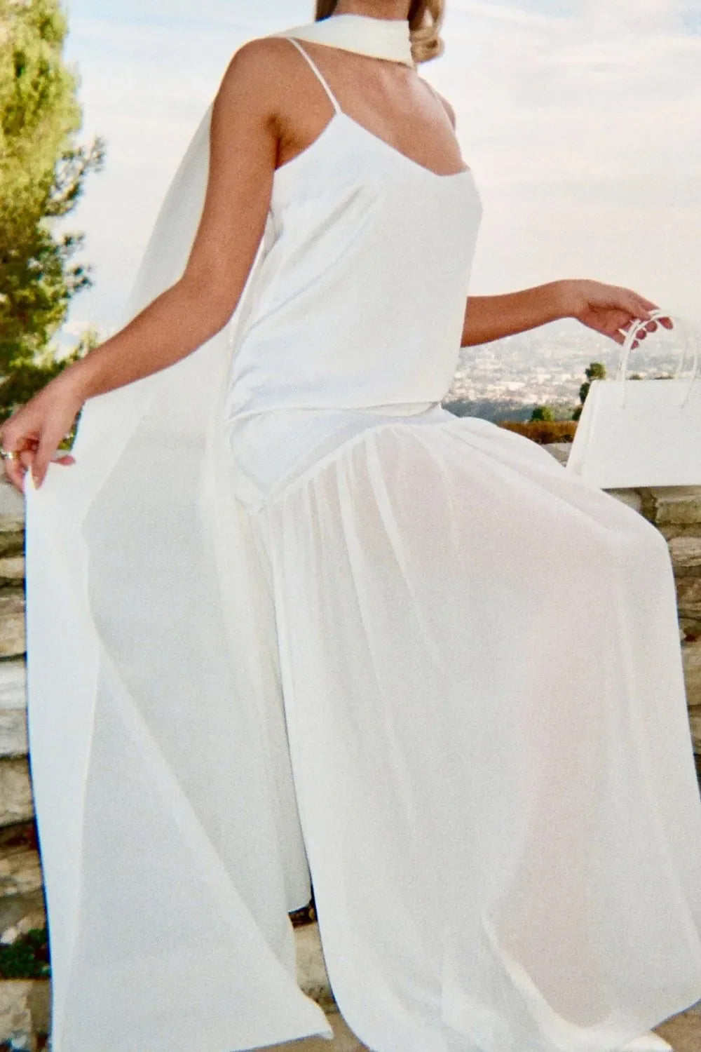 Adjustable Strap Maxi Cami Dress with Scarf