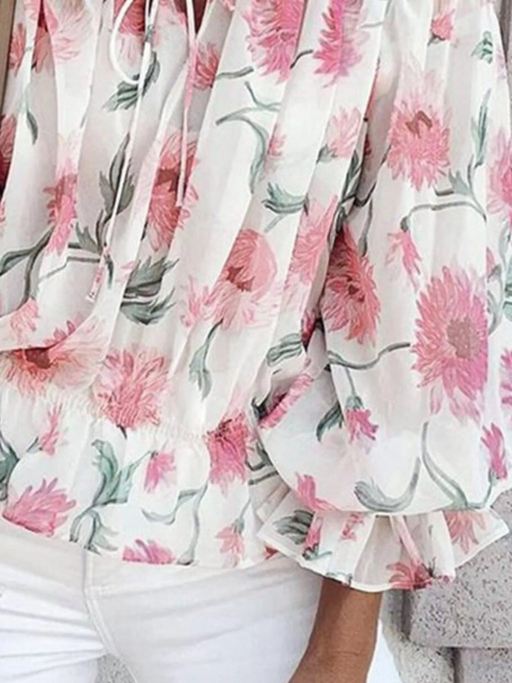 Off-Shoulder Floral Print Blouse