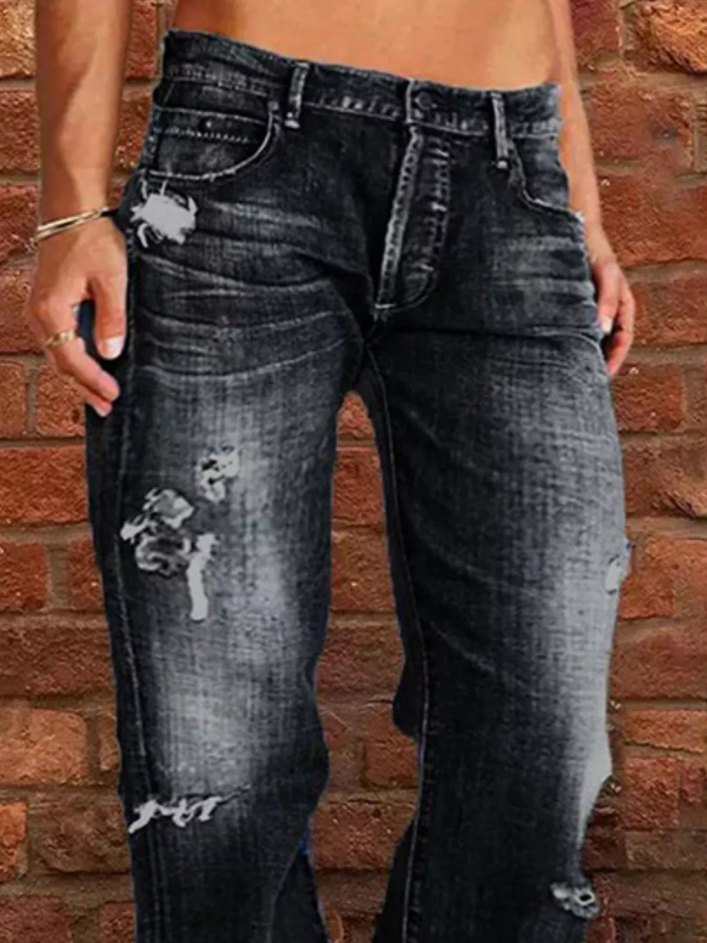 Full Size Distressed Raw Hem Jeans Plus Size