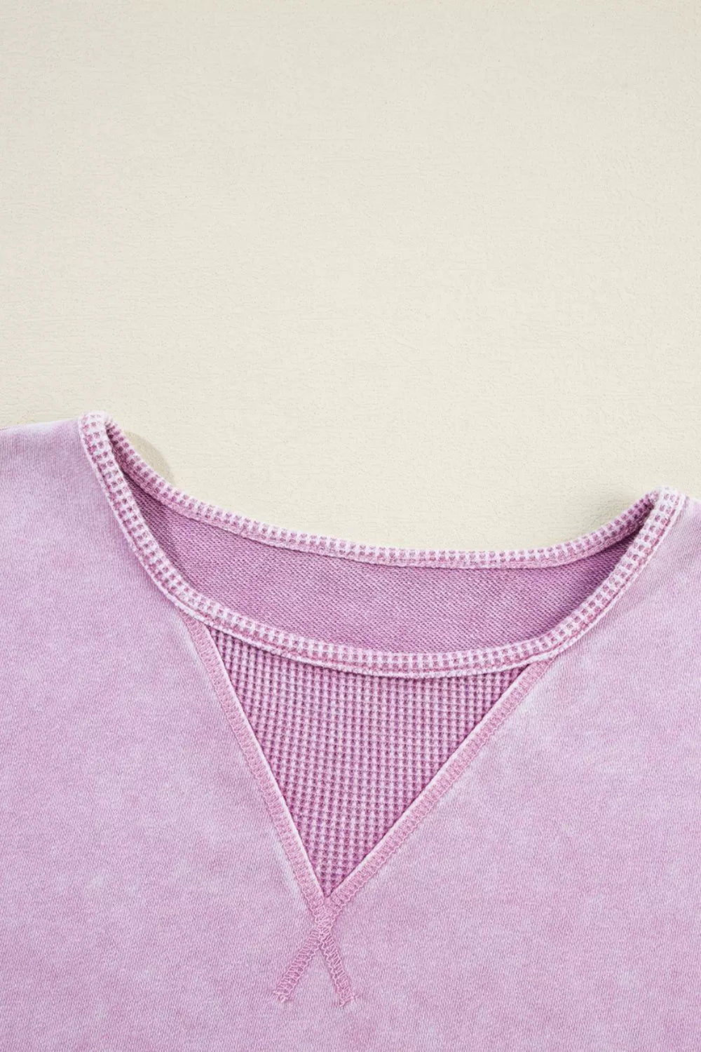 Exposed Seam Round Neck Long Sleeve Sweatshirt