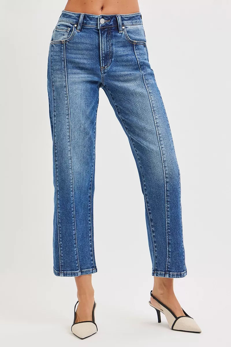 RISEN High Rise Crop Straight Jeans