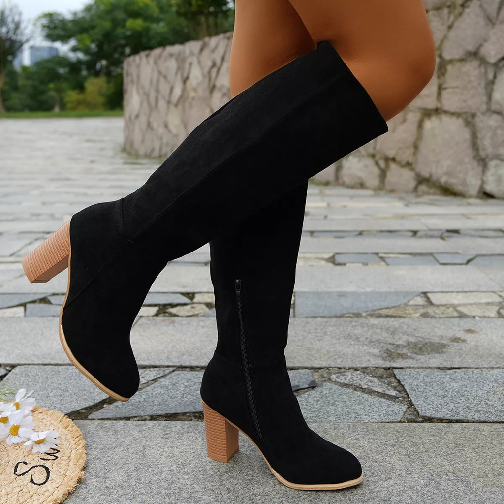 Point Toe Block Heels Boots