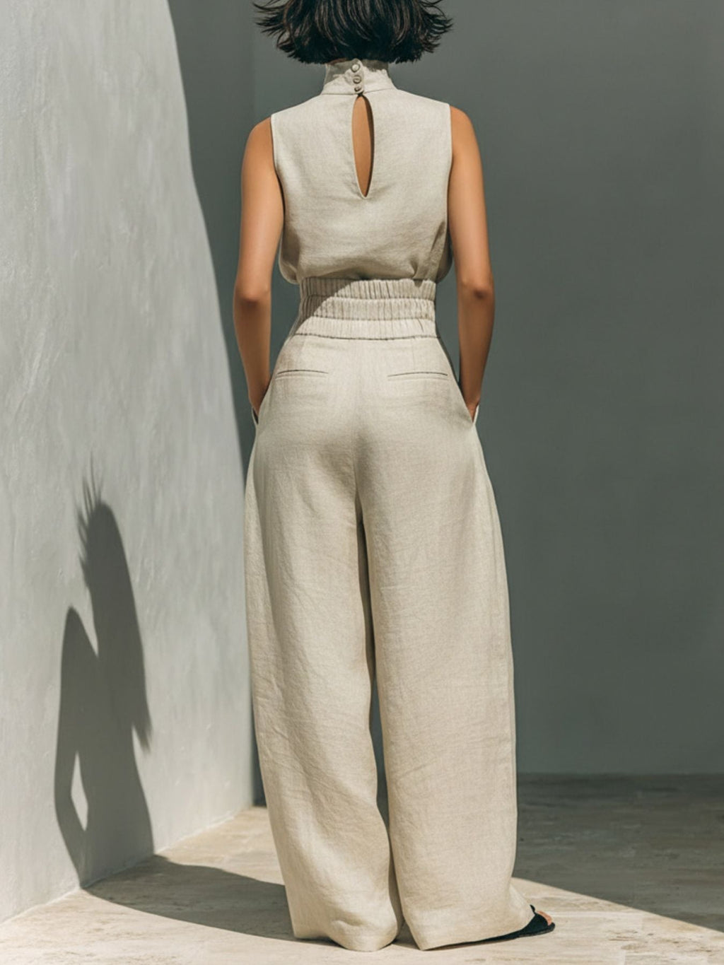 Turtleneck Sleeveless Top and Pants Set
