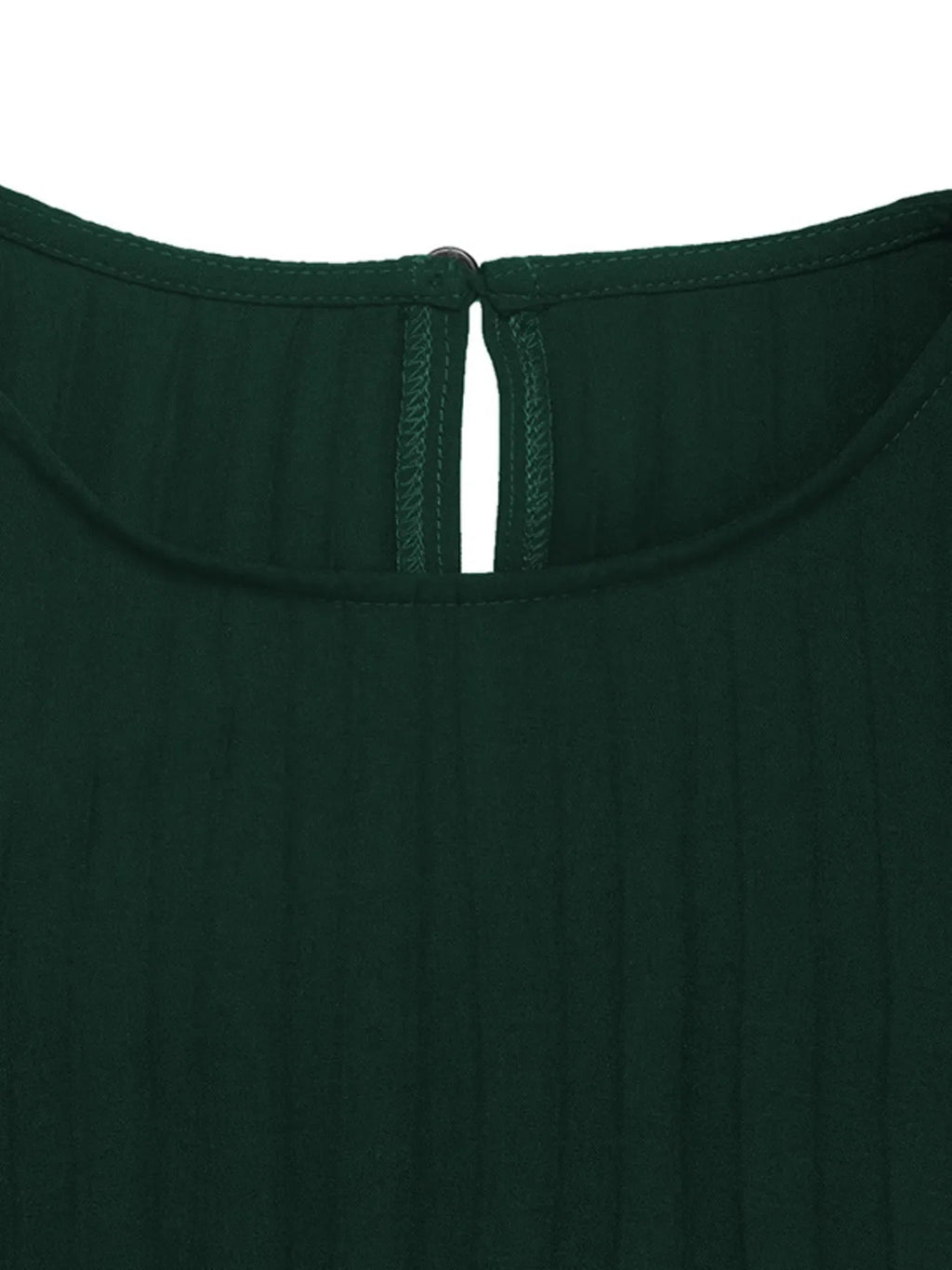 Pleated Round Neck Long Sleeve Dress
