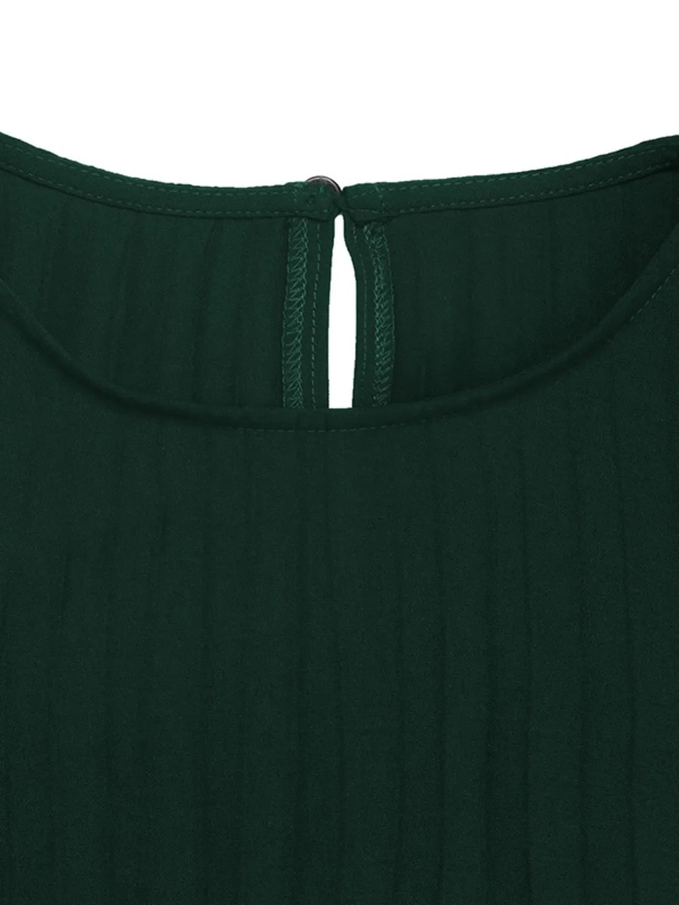 Pleated Round Neck Long Sleeve Dress