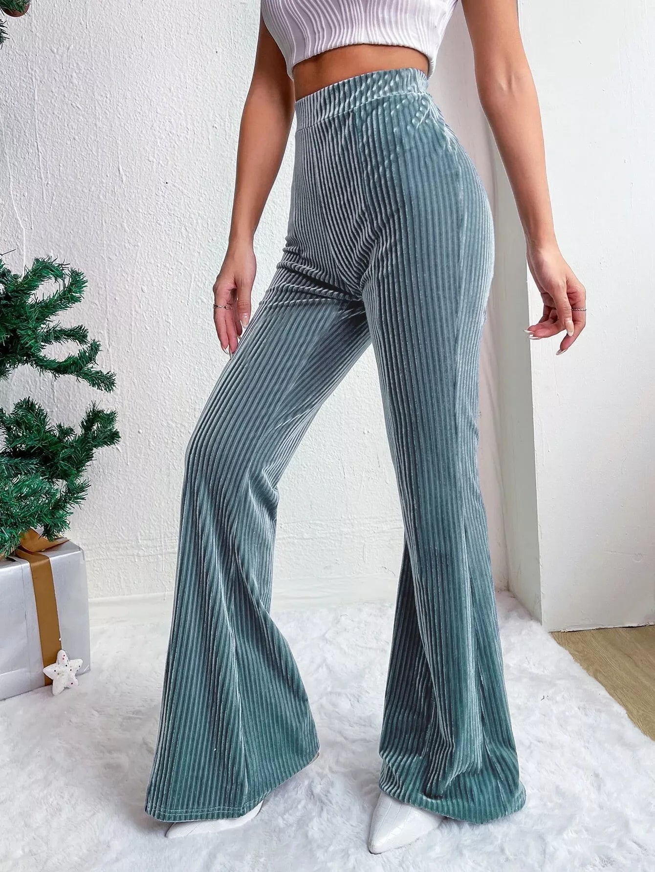 Corduroy High Waist Flare Pants