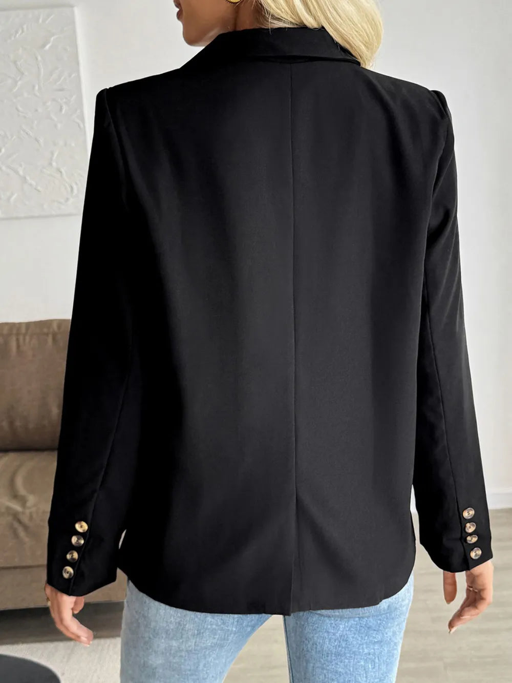 Perfee Lapel Collar Long Sleeve Blazer