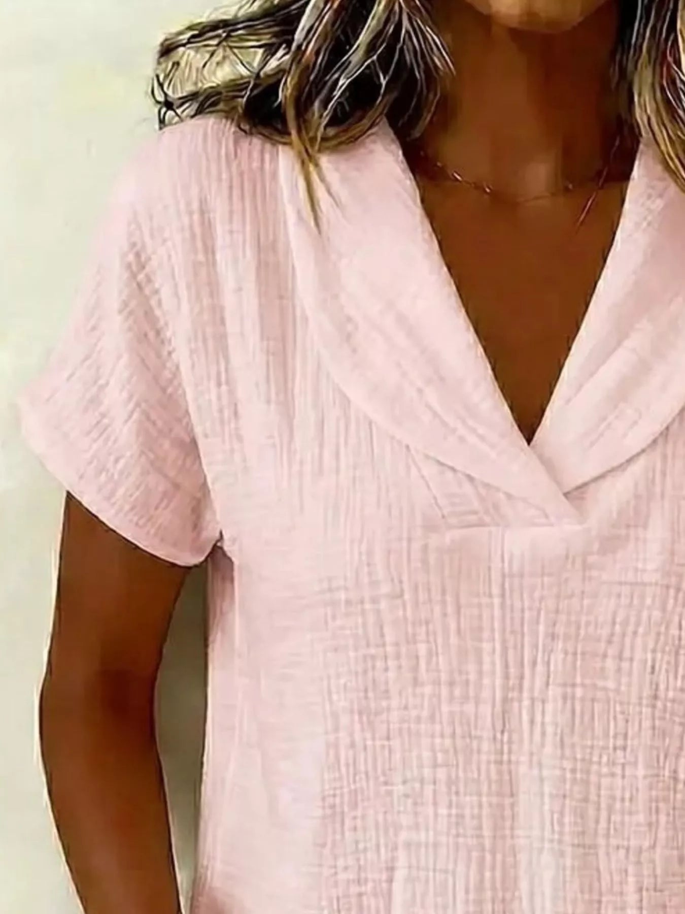 Full Size Casual Short Sleeve Textured Blouse Plus Size
