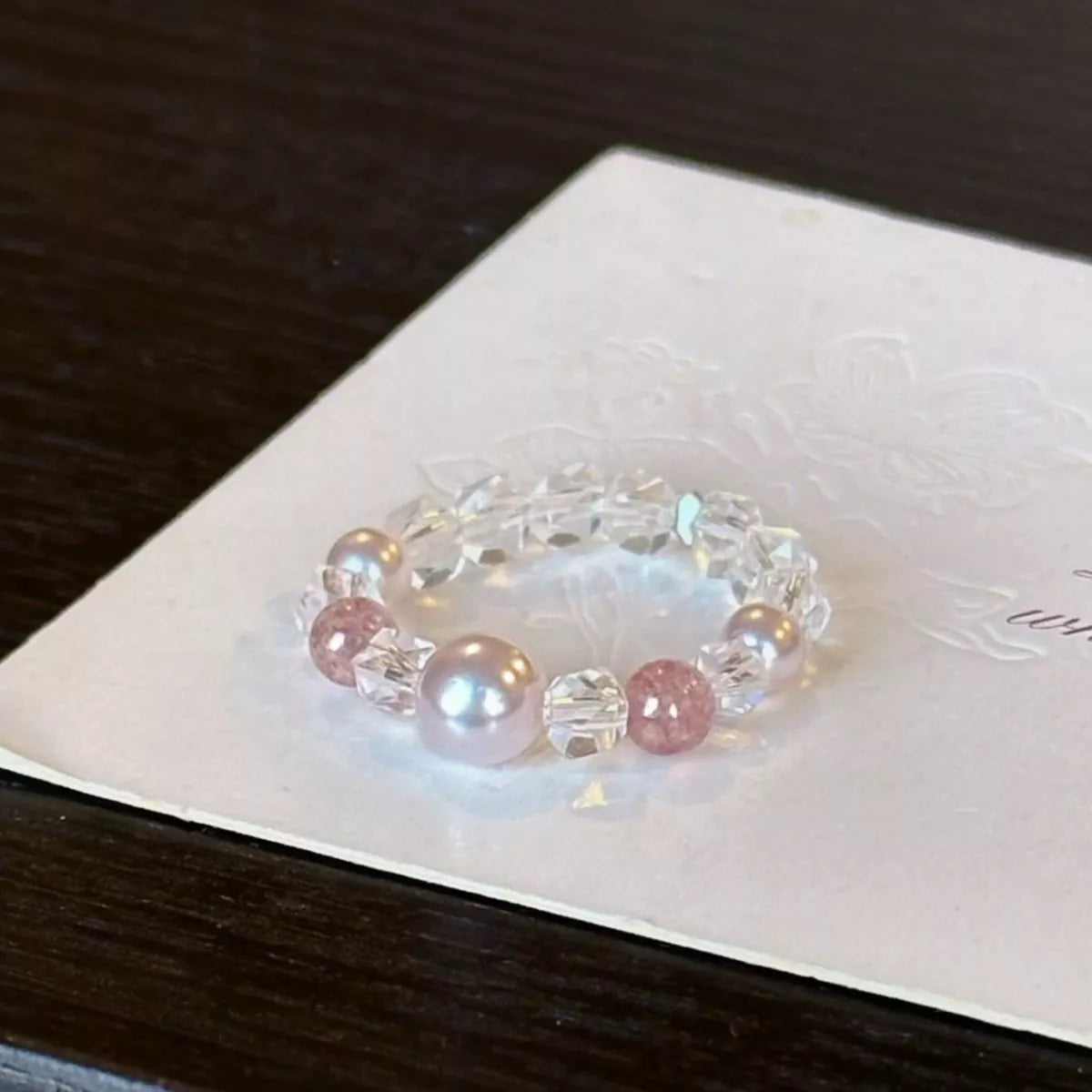 Pearl Crystal Bead Ring