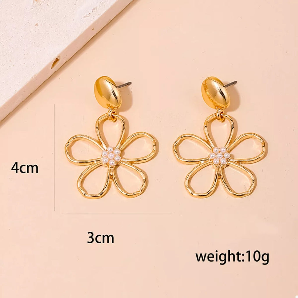 Alloy Flower Drop Earrings